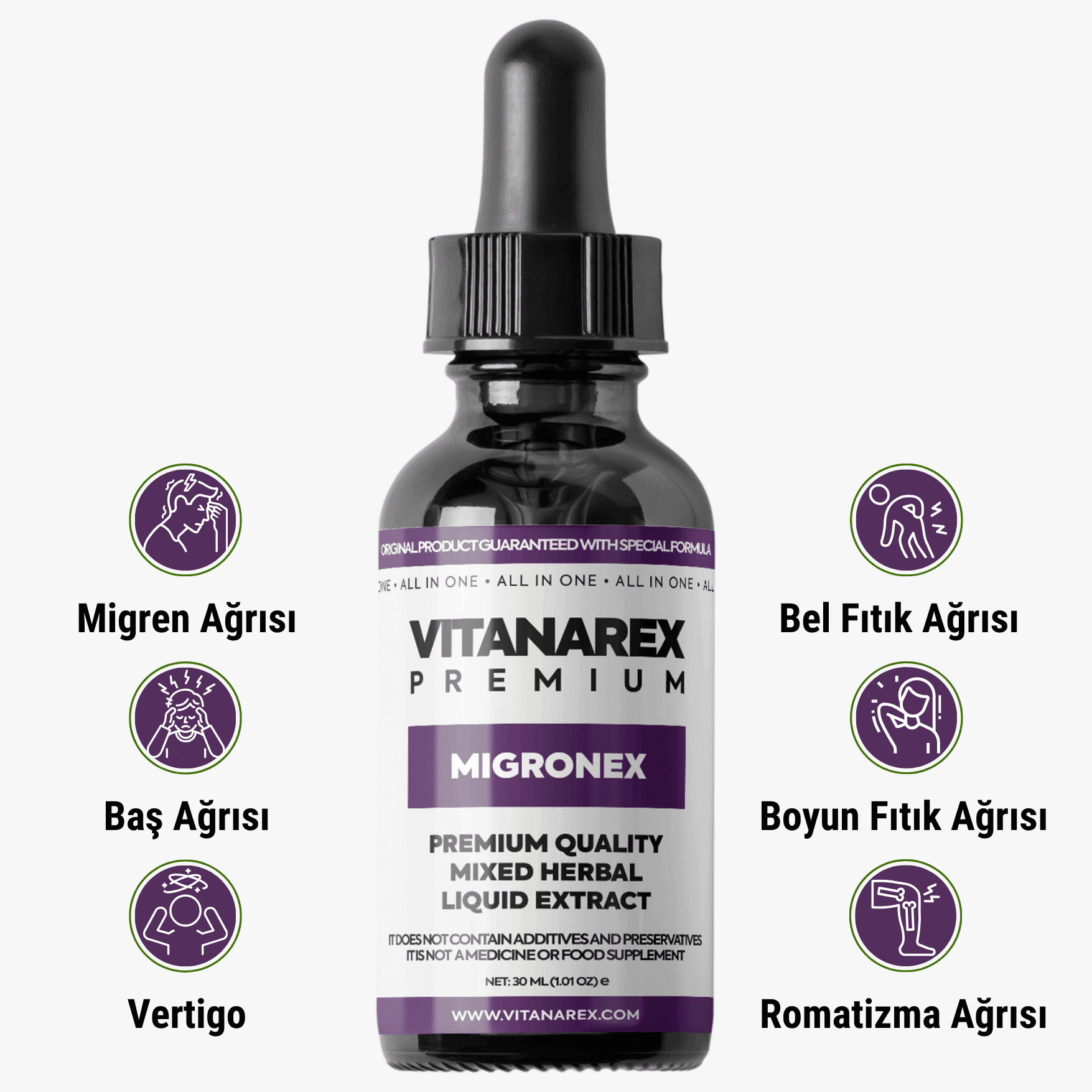 migronex-premium-1 <b>Vitanarex Premium Migronex Damla 30ML</b> </br></br>(Migren,Vertigo,Ağrı, Romatizma,Fıtık, Kireçlenme, Baş Dönmesi,Sinir Sıkışması, Kramp) Tedavisi - Görsel 1